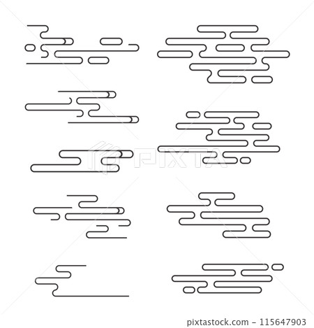 Cloud Asian traditional tribal line collection. Chinese and Japanese style abstract set isolated on white background. Chinese decoration for celebration. Cloud Asian traditional tribal line collection. Chinese and Japanese style abstract set isolated on white background. Chinese decoration for celebration. 115647903