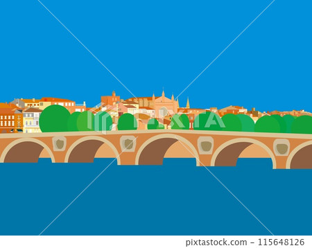 Toulouse, Pont Neuf, Garonne River, France Toulouse, Pont Neuf, Garonne River, France 115648126