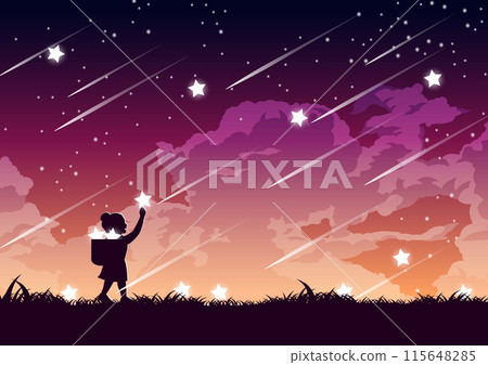 Silhouette design of girl is keeping stars that mean ambition Silhouette design of girl is keeping stars that mean ambition 115648285