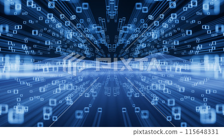Digital space with glowing lines, 3d rendering. 115648331