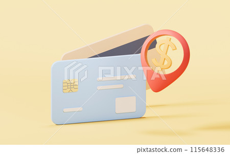 Bank card with 3d cartoon style, 3d rendering. 115648336
