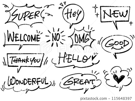 一組語音氣泡和訊息。 一組語音氣泡和訊息。 115648397