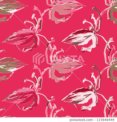 Textile floral seamless pattern. Doodle 3d botanical wallpaper. Organic background. Summer natural vector illustration. Textile floral seamless pattern. Doodle 3d botanical wallpaper. Organic background. Summer natural vector illustration. 115648449