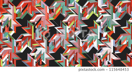 Geometric seamless pattern with geometric 3d illusion. Vector illustration EPS10. Geometric seamless pattern with geometric 3d illusion. Vector illustration EPS10. 115648453