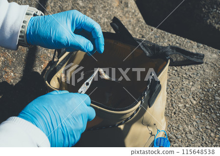 Remove the hook from the small fish 115648538