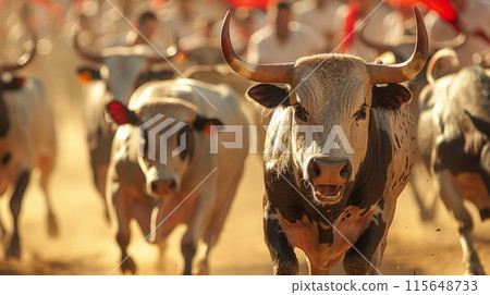 San Fermin Festival . the danger and excitement of the running of the bulls. 115648733