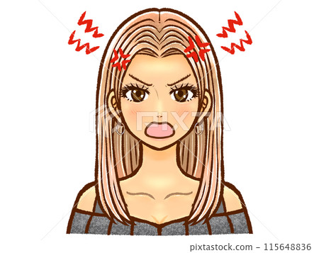 Illustration material 2 of a blonde long-haired dark-skinned gal adult woman Illustration material 2 of a blonde long-haired dark-skinned gal adult woman 115648836