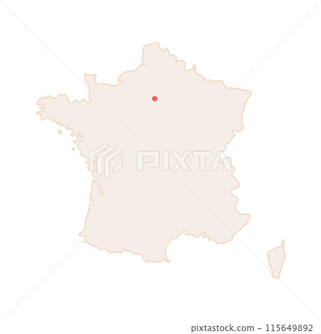 Simple map of France - Stylish design with capital Paris marked in red Simple map of France - Stylish design with capital Paris marked in red 115649892