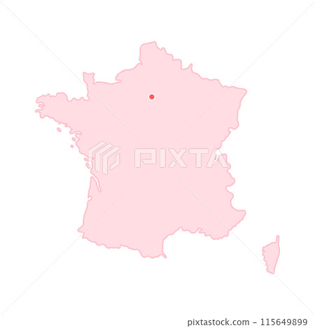 A simple map of France - A stylish and cute map with the capital Paris marked in red A simple map of France - A stylish and cute map with the capital Paris marked in red 115649899