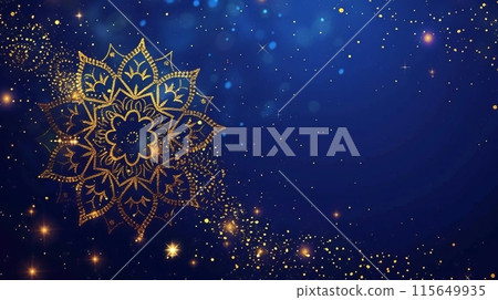 Mystical background with golden mandala, suitable for astrological websites, cosmic healing services or night meditation tools. 115649935