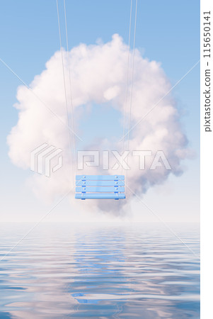 Cloud and swing, 3d rendering. 115650141