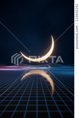 Digital space and moonlight, 3d rendering. 115650142