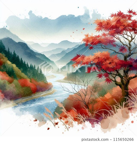 銀杏葉和楓葉讓你感受到秋天的色彩。欣賞美麗的秋葉的季節氛圍的插圖。 銀杏葉和楓葉讓你感受到秋天的色彩。欣賞美麗的秋葉的季節氛圍的插圖。 115650266