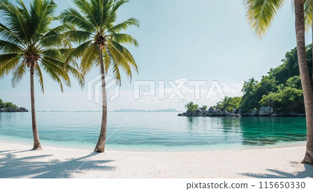 Palm trees on a tropical beach 115650330