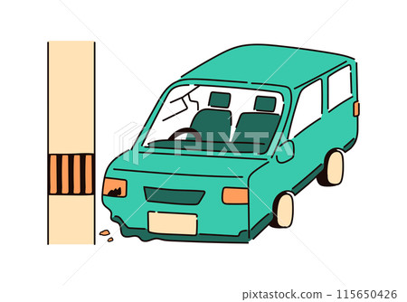 汽車撞上電線桿的插圖 汽車撞上電線桿的插圖 115650426