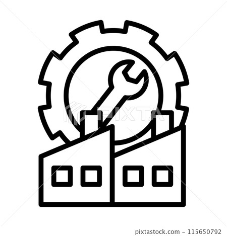 代表行業的圖示。有工廠、齒輪和扳手。 代表行業的圖示。有工廠、齒輪和扳手。 115650792
