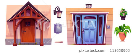 House porch with front door set House porch with front door set 115650903