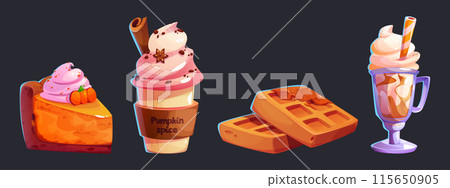 Pumpkin spice drink and food set 115650905