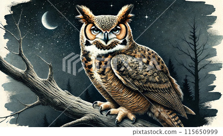 貓頭鷹在晚上 115650999