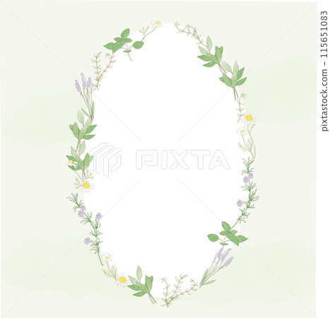 A circular frame made of herbs A circular frame made of herbs 115651083