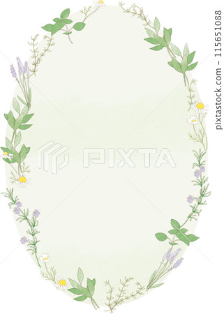 A circular frame made of herbs 115651088