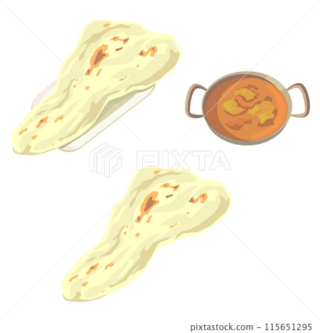 印度常見的咖哩和烤餅套餐 115651295