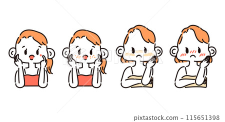 Illustration set of women with various skin problems 115651398