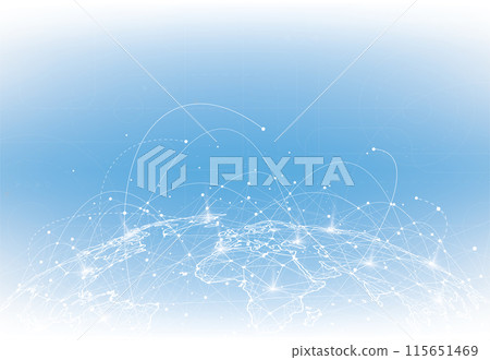 Global network connection. World map point and line composition concept of global business. Vector Illustration 115651469