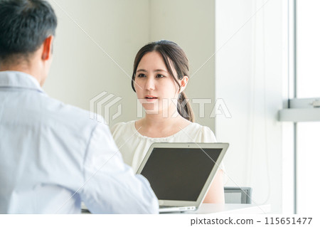 Female patient who is diagnosed with an illness (illness, life expectancy, cancer, insurance) Female patient who is diagnosed with an illness (illness, life expectancy, cancer, insurance) 115651477