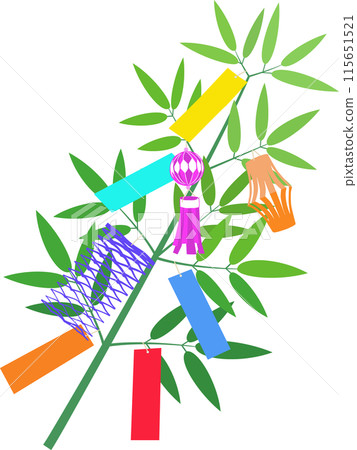 七夕裝飾竹枝插畫 七夕裝飾竹枝插畫 115651521