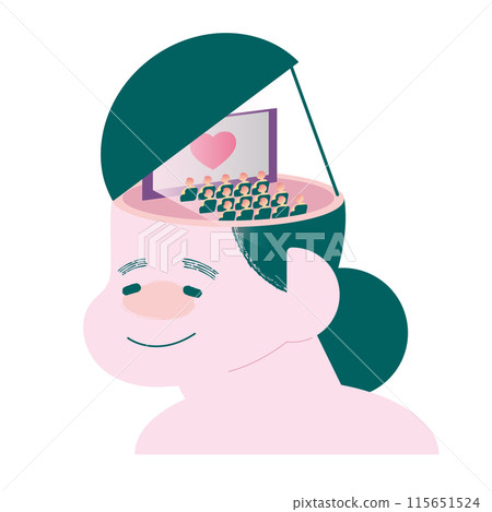 一張幸福的臉,充滿了樂趣和幸福的回憶 一張幸福的臉,充滿了樂趣和幸福的回憶 115651524