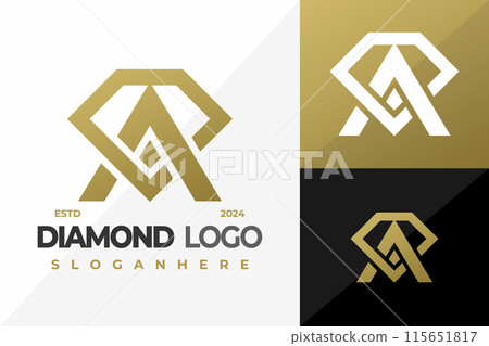 Letter A Diamond Jewel logo design vector symbol icon illustration 115651817