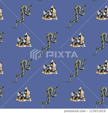 Seamless pattern wild design. Snakeskin background with watercolor effect. Textile print for bed linen, jacket, package design, fabric and fashion concepts. 115651818