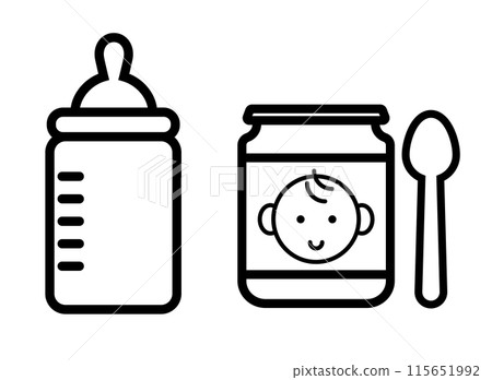 Baby bottle baby food icon Baby bottle baby food icon 115651992