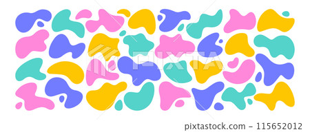 Set of neon gradient irregular liquid blobs or freeform organic abstract shapes 115652012