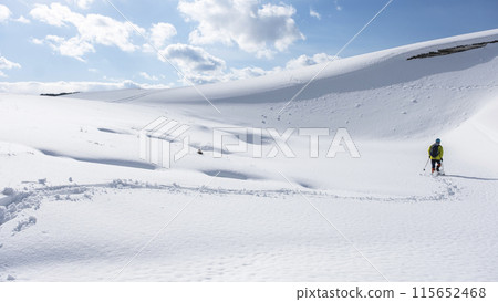 Image of snowshoe trekking Snow scene of Tottori Sand Dunes 115652468