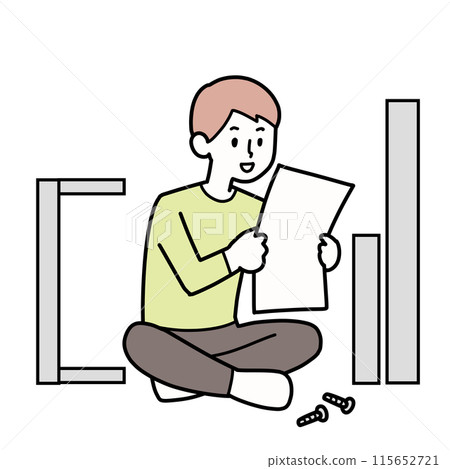 Man trying to assemble furniture 115652721