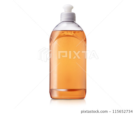 Orange bottle of dishwashing detergent Orange bottle of dishwashing detergent 115652734
