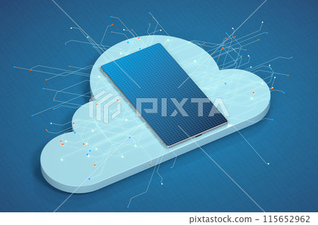 Mobile phone with virtual data lines, cloud 115652962
