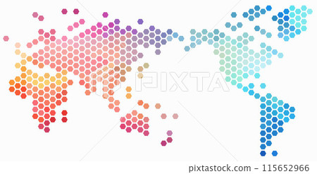 Hexagon shape world map on white background. 115652966