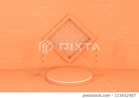 Empty exhibition stage with Chinese style Empty exhibition stage with Chinese style 115652987