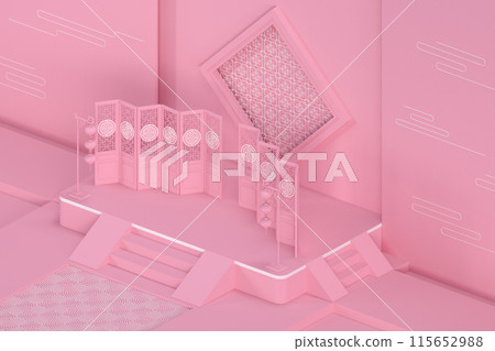 Empty exhibition stage with Chinese style Empty exhibition stage with Chinese style 115652988