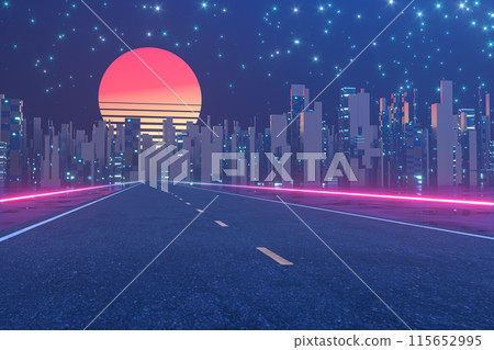 Urban road and sunset sky,abstract conception,3d Urban road and sunset sky,abstract conception,3d 115652995