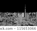 Tokyo cityscape and Tokyo Skytree on black background, Tokyo business district 115653066