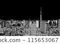 Tokyo cityscape and Tokyo Skytree on black background, Tokyo business district 115653067