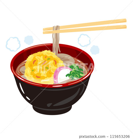 Kakiage soba with noodles lifted up Kakiage soba with noodles lifted up 115653206