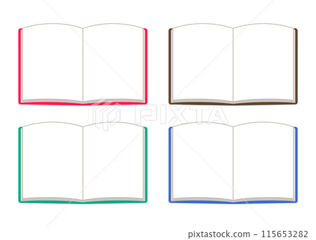簡單打開的書本(筆記本)插圖框架 簡單打開的書本(筆記本)插圖框架 115653282