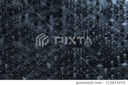 Technological cubes with black background, 3d Technological cubes with black background, 3d 115653454