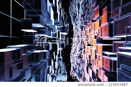 Cubic cyberpunk space, conceptual geometry Cubic cyberpunk space, conceptual geometry 115653467