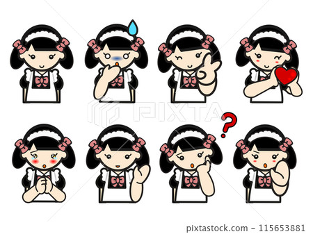 Maid facial expression set Maid facial expression set 115653881